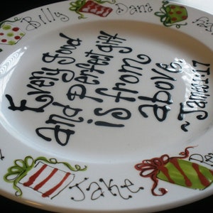 Hand Painted Plate, Every Good and Perfect Gift, Family Personalized Christmas Plate