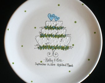 Personalized Wedding Plate - Hand Painted Ceramic Wedding Plate