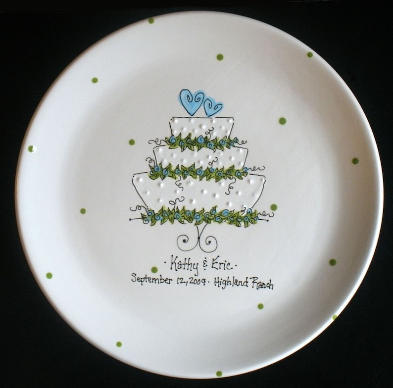 Personalized Wedding Plate Hand Painted Ceramic Wedding Plate image 1