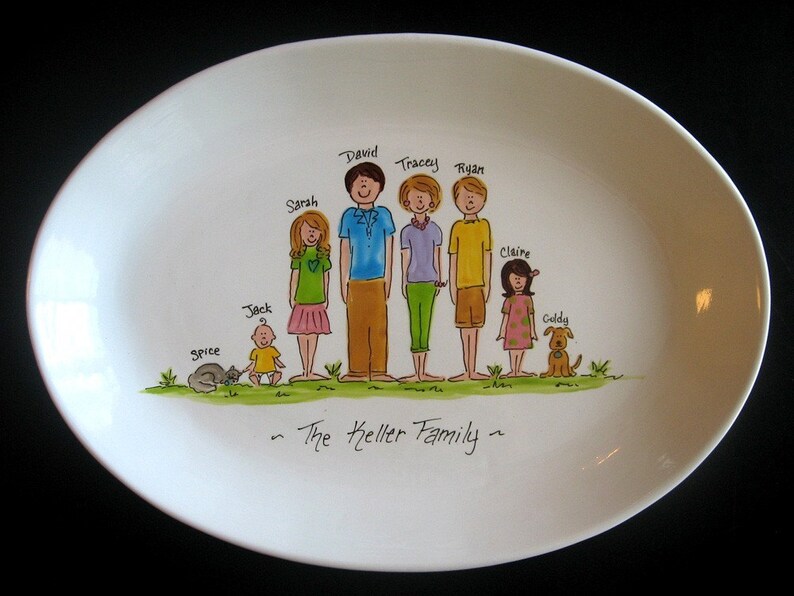Handpainted 13 Inch Oval Family Platter Personalized Great Gift for mom, grandma or housewarming gift image 3