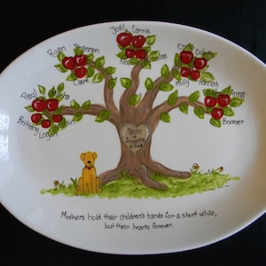 EXTRA Large Personalized Family Tree Platter - Handpainted 16 Inch Oval Family Platter - Personalized - Great Gift