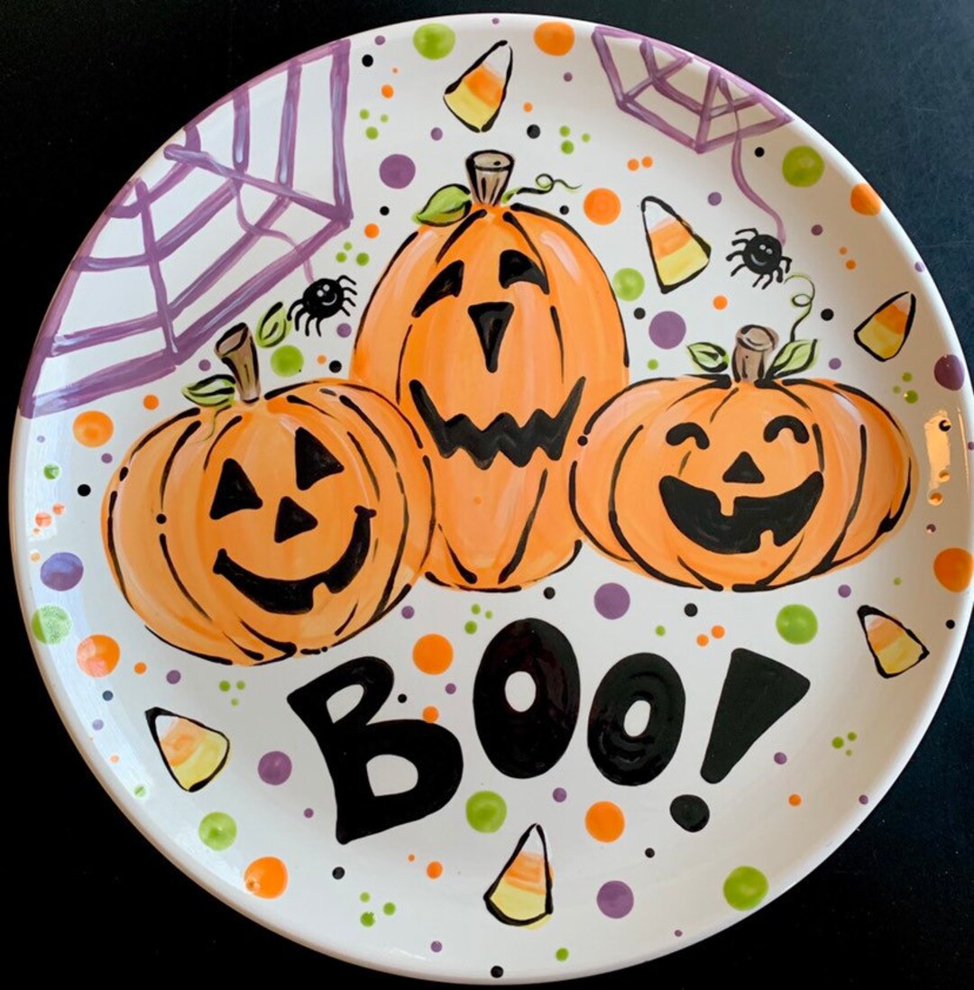Extra Large Halloween Celebration Plate 12 Inch Ceramic Etsy