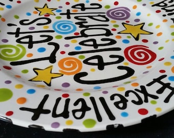 Family Special Day or Birthday Plate - Colorful Personalized 12 Inch Ceramic Special Day Plate