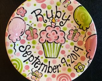 Hand Painted  Personalized Birthday Plate