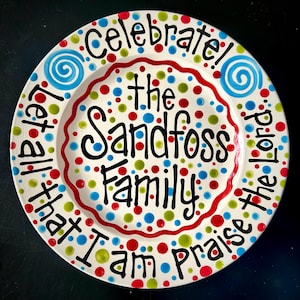 10&quot; Ceramic Personalized Family Celebration Plate with Bible verse