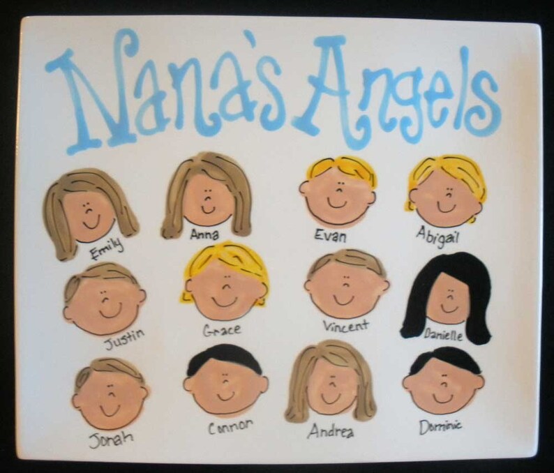 Handpainted Platter for Grandparents Nana's Angels or Grandma's Angels great gift Bild 1