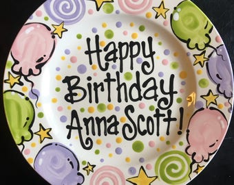 Hand Painted Pastel Birthday or Special Day Plate