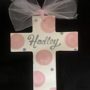 Extra Large 10&quot; Children&#39;s Personalized  Cross Plaque  - Birth, Baptism or Christening Gift
