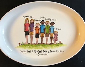 Handpainted 13 Inch Oval Family Platter - Personalized - Great Gift for mom, grandma or housewarming gift