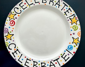 10" Rimmed Ceramic Family Celebration Plate