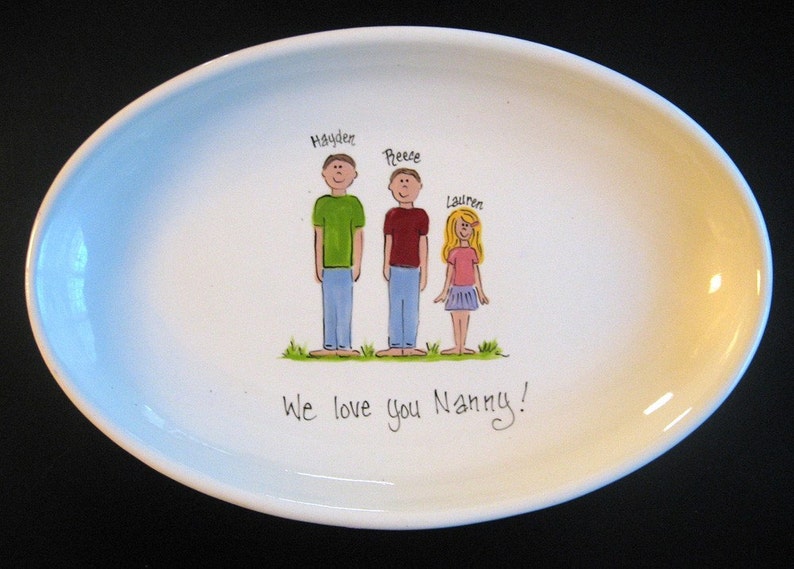 Handpainted 13 Inch Oval Family Platter Personalized Great Gift for mom, grandma or housewarming gift image 5