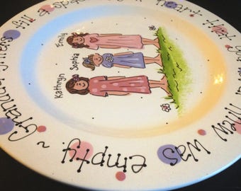 Handpainted Platter for Grandparents - Granddaughters are a blessing. Mother's Day gift 12" Platter