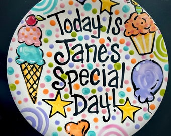 Birthday Plate - Personalized Special Day 10 Inch Ceramic Plate