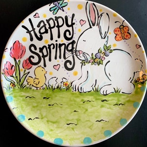 Extra Large Easter Celebration Plate - 12 Inch Ceramic Plate