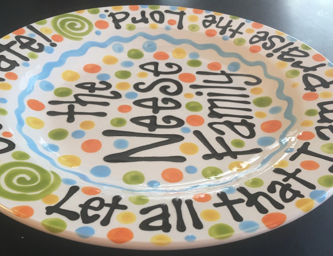 10" Ceramic Personalized Family Celebration Plate With Bible Verse - Etsy