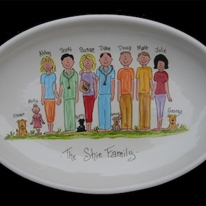 Personalized Family Platter - Handpainted 13 Inch Oval Family Platter - Personalized - Great Gift