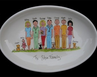 Personalized Family Platter - Handpainted 13 Inch Oval Family Platter - Personalized - Great Gift