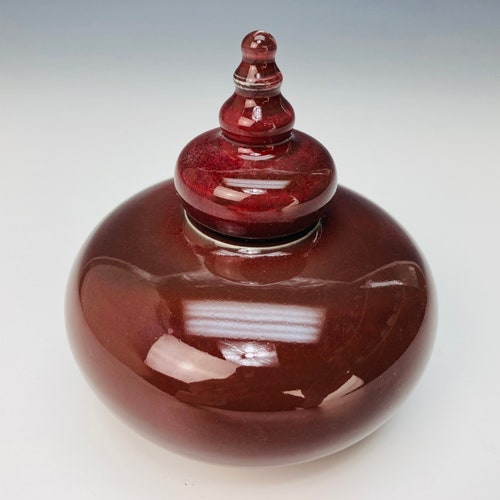 Porcelain keepsake urn shops in copper red