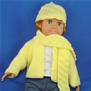 Sweater, scarf and hat for 18 inch dolls