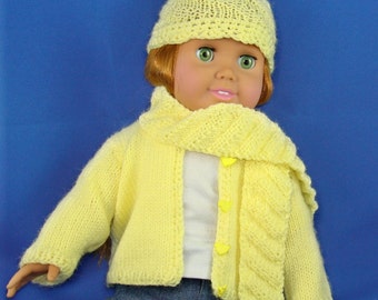 Sweater, scarf and hat for 18 inch dolls