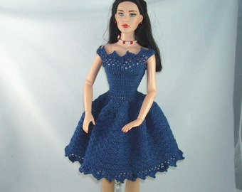 Crochet pattern for party dress for 16 inch fashion dolls