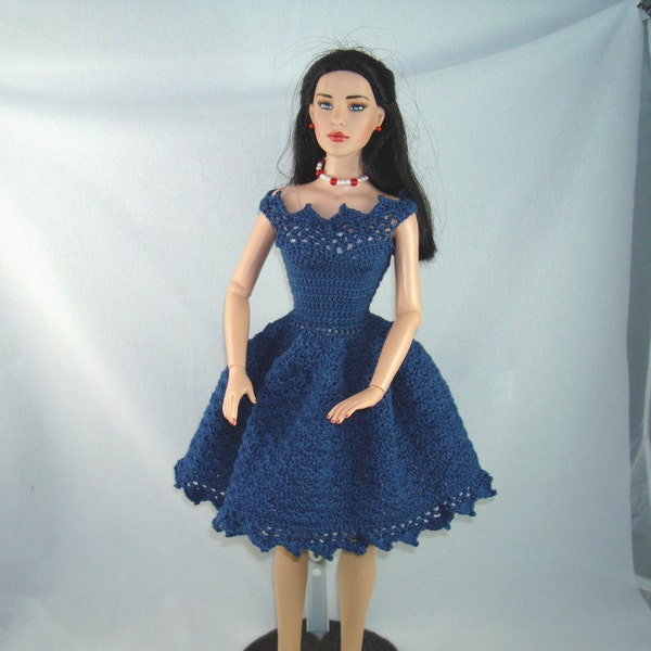 Crochet pattern for party dress for 16 inch fashion dolls