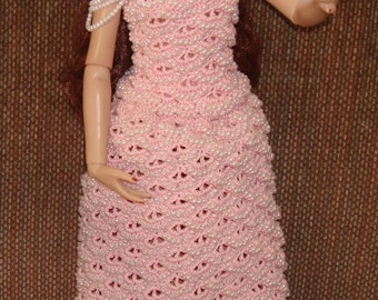 Beaded Crochet dress for 16 inch fashion dolls