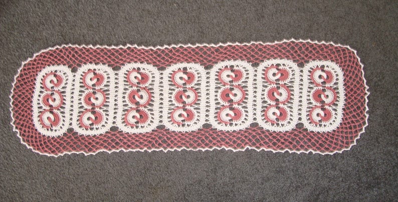 Crocheted 2 color table runner image 2