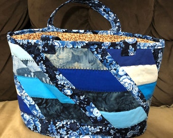 patchwork blue tote
