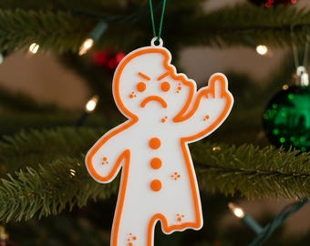 Ginger Bread Man Ornament Middle Finger 4" Funny Prank Gag Christmas Tree Decoration