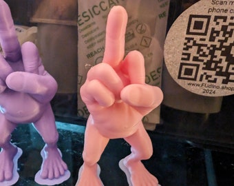 Middle Finger Man 3.5 Inch Funny 3D Printed Guy Legs Body Flip Off Novelty Silly Gag Prank Gifts For Men Women Kids Boss Desk Table Office