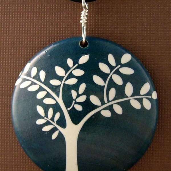 Tree of Life Quality stained Maple Wood 1.5in Pendant with FREE rubber cord 16 or 18 inch choose one...I am a KIVA loaner