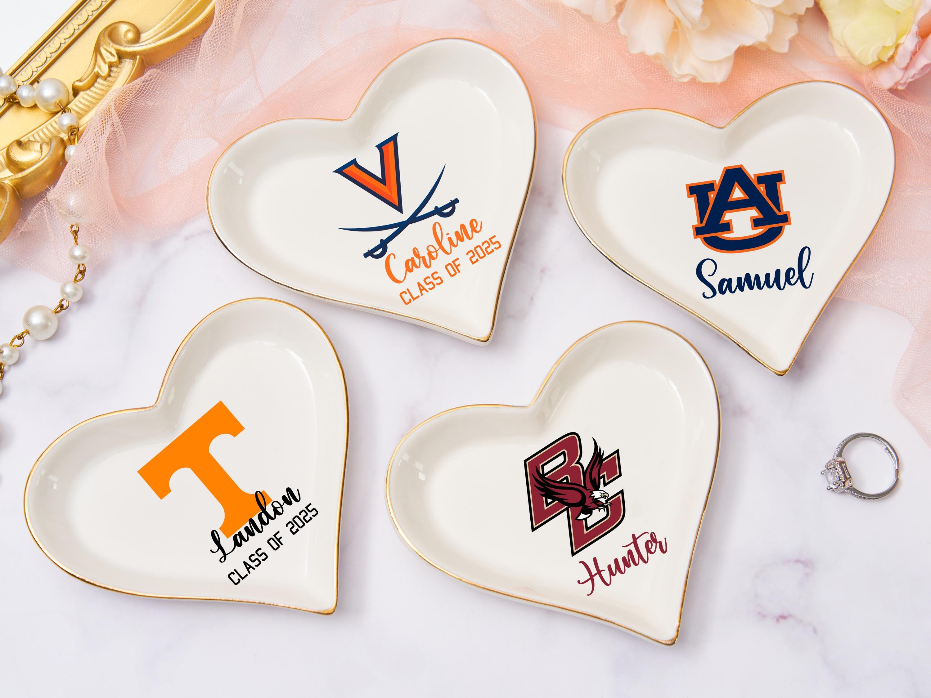 University Custom Trinket Ring Dish Personalized, College Logo Ring Dish,Graduation University Jewelry Dish,Personalized Graduate Gifts 2025