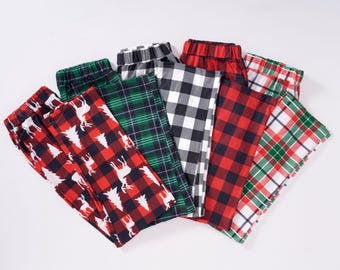 Multi Color Plaid Pajama Pants, Christmas Winter Adult Unisex Pajama Bottoms, Buffalo Plaid PJ Pants, Christmas Pants,Matching Christmas PJs