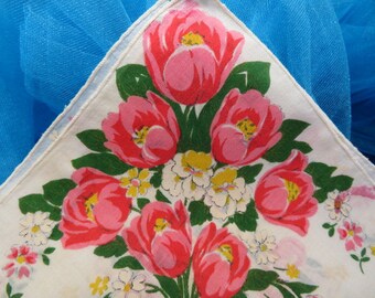 Vintage Printed Hanky Yellow Pansies Pansies Print Vintage Handkerchief Botanical Handkerchief Deep Scalloped Edge