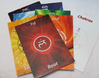 EXTRA SPECIAL SALE 2 Sets of 7 Chakra Cards Plus Card Explaining the Chakras Healing stones and Crystals Chakra Card Set