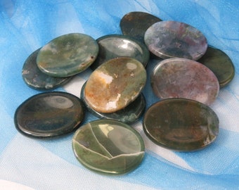 MOSS AGATE Worry Palm and Pocket Healing Stone Heart Chakra Healing Crystal