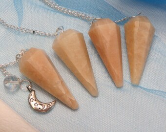 Moonstone Pendulum With Moon and Star Charm And 1 Pouch Healing Crystal Healing Stone