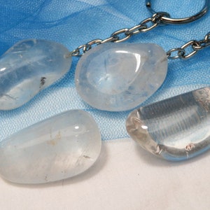SPECIAL SALE KEYCHAIN Clear Quartz Key Ring Crystal Chakra Tumbled Stone Key Chain