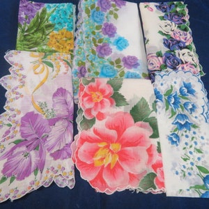 6 Vintage Hankies FOR CRAFT PROJECTS Different Sizes Handkerchief Hanky Lot