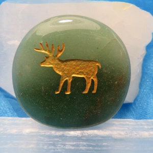 DEER Animal Spirit Totem Green Aventurine Palm Pocket and  Worry Tumbled Stone Heart Chakra Crystal