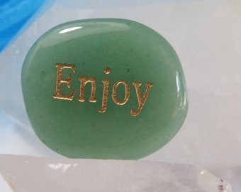 ENJOY Green Aventurine Word Palm Worry and Pocket Healing Stone Chakra Healing Crystal