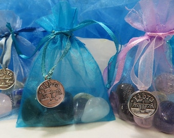 LIBRA Zodiac Healing Stone Set With Scale Charm Astrology Gift September and October Birthday Healing Crystals