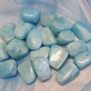 Blue Aragonite Tumbled Stone Crystal Throat Heart and Third Eye Chakra