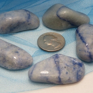 Blue Quartz Crystal Tumbled Stone Brow and Throat Chakra lot b