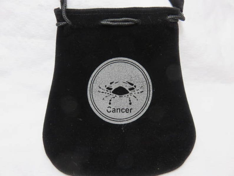 Cancer Zodiac Velvet Bag with draw Strings for Healing Stones Healing Crystals and Talismans