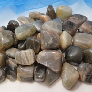 Black Moonstone also known as Larvikite Earth Tumbled Stone Crystal Third Eye Crown and Throat Chakra lot a