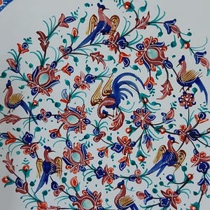 Hand Painted Enamel On Copper Mina Kari Plates Wall hanging Wall Arts with Birds