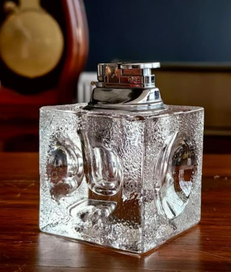 Square Table Lighter Vintage Murano Glass Table Lighter: Antonio Imperatore Ice Cube Design ...