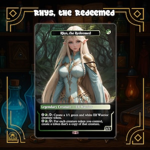 Rhys, the Redeemed MTG Card | Custom Anime Art for MTG Commander Decks | Unique Waifu-Style, Great for Collectors & Gameplay